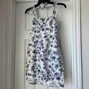 Abercrombie & Fitch White Sundress with Blue Botanical Print